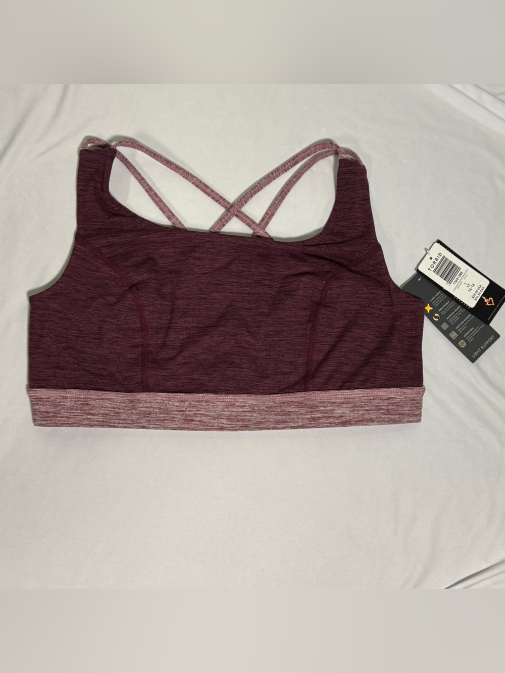 Torrid Burgundy Spacedye Heather Strappy Sports Bra, Size 1 (1X)